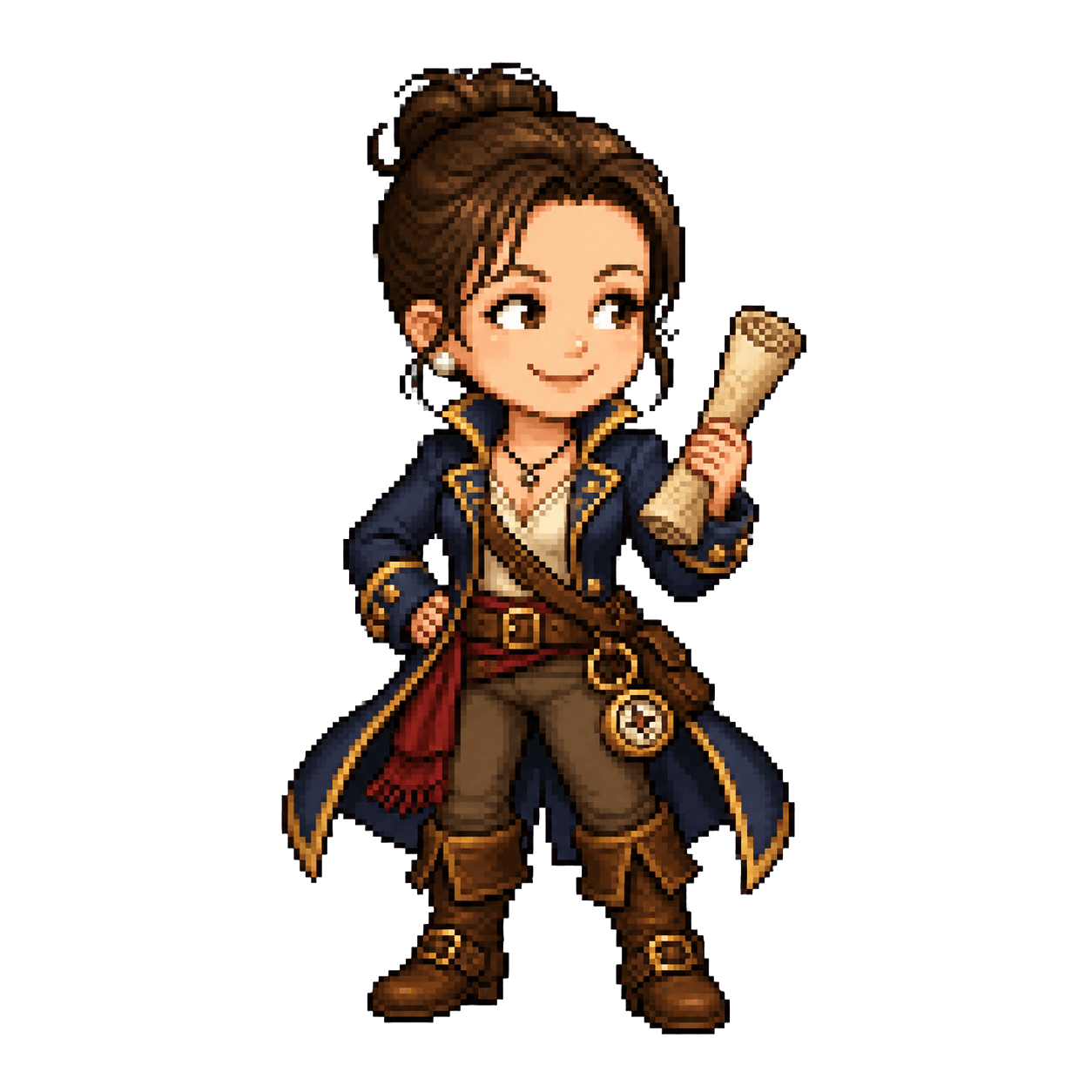 Aimee as an 8-bit pirate