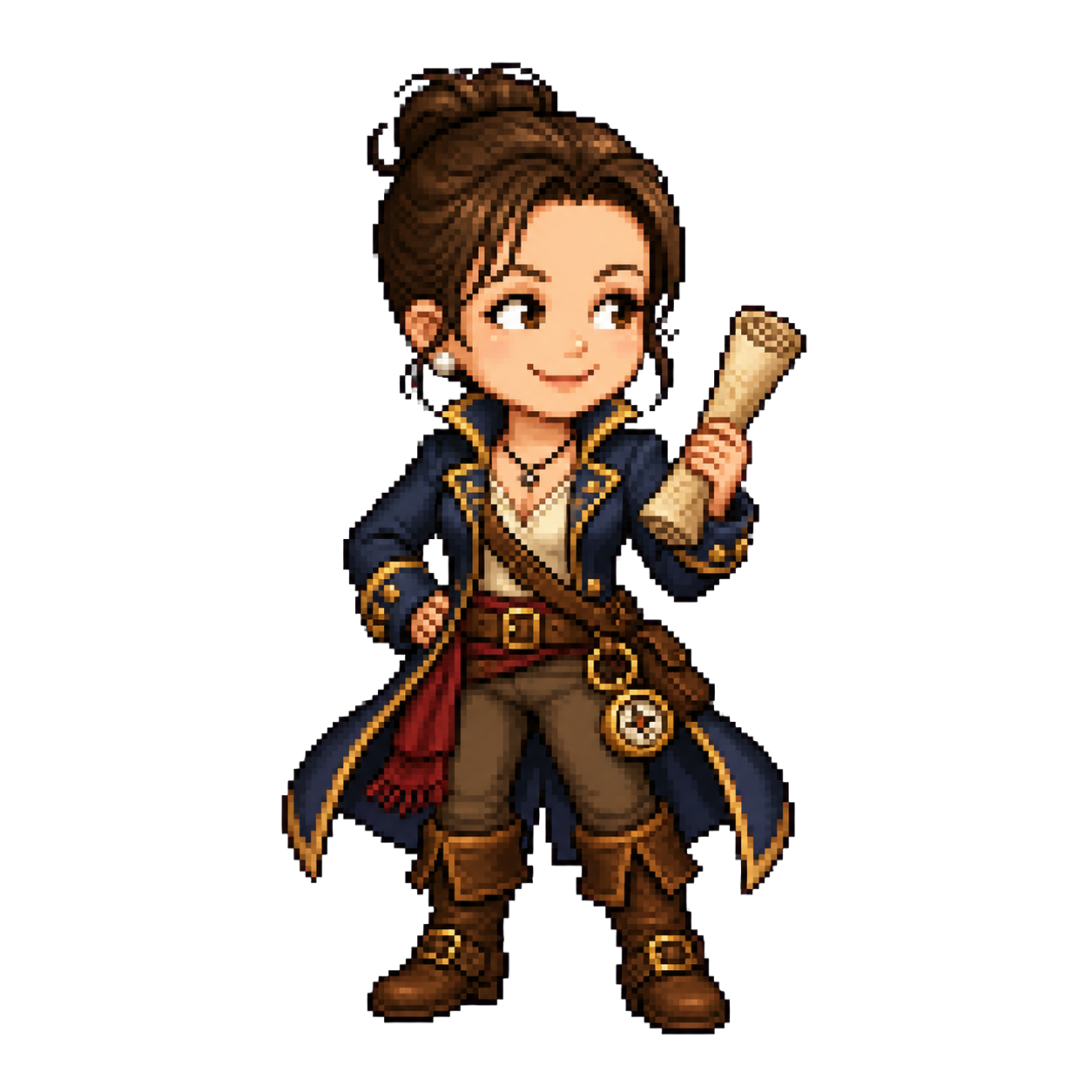 Aimee as an 8-bit pirate